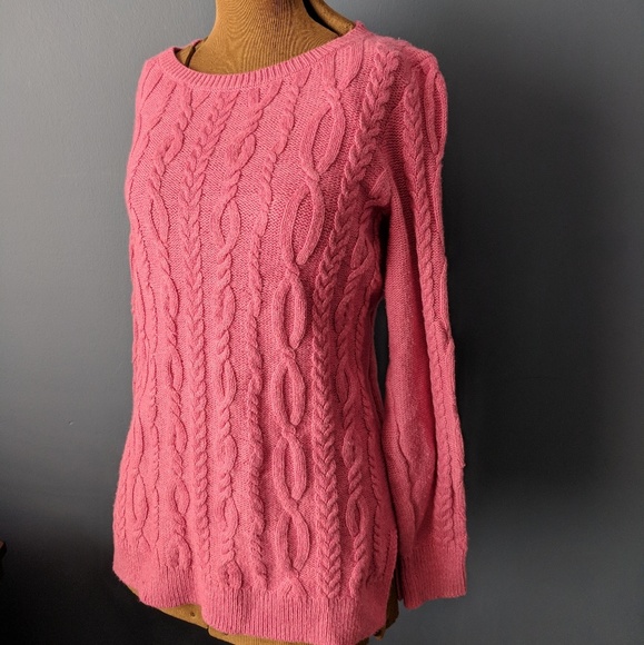 Ann Taylor Loft Pink Cable Knit Sweater 